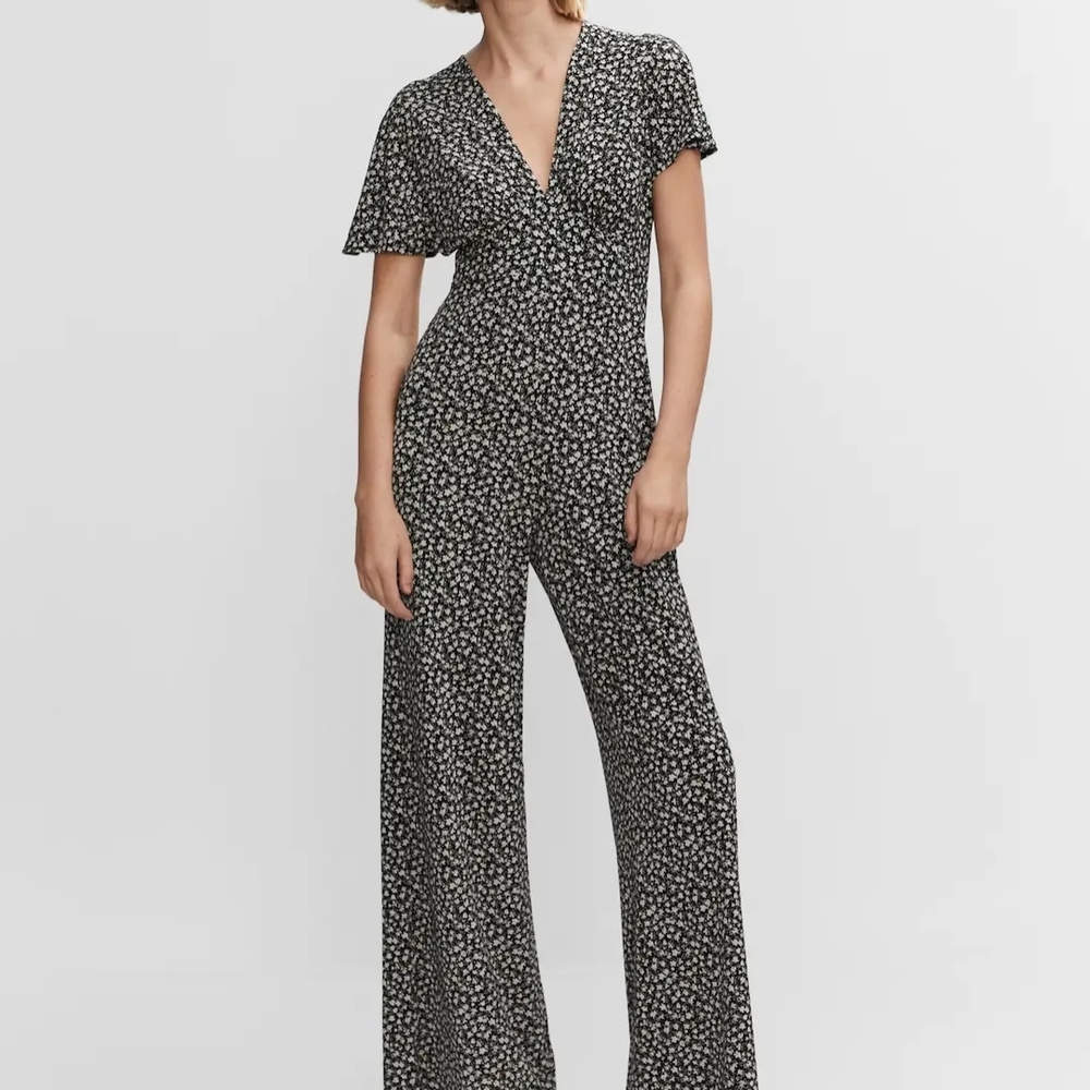 Mango Monochrome Floral Jumpsuit